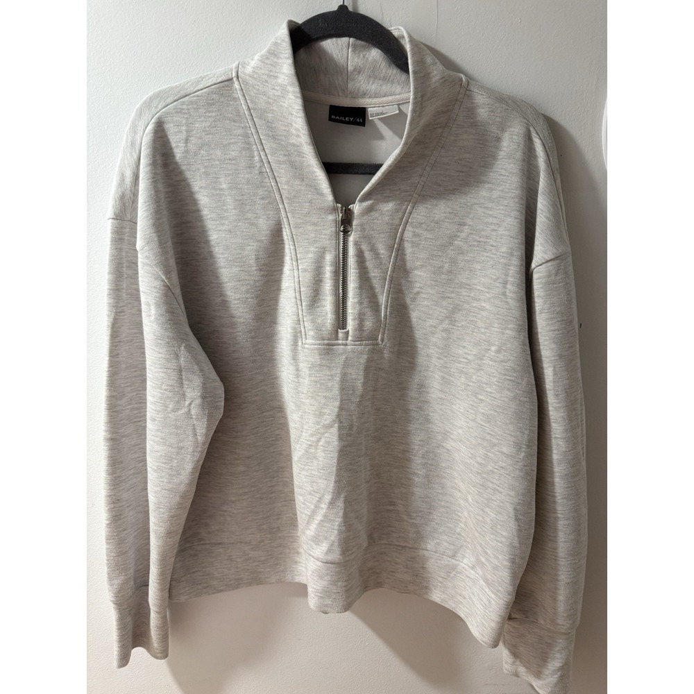 Bailey 44 Light Grey Super Soft Rayon Quarter Zip Pullover Size Lg
